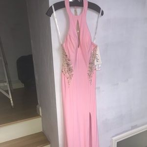 MON CHERIE - Light Pink Halter Gown - Brand New